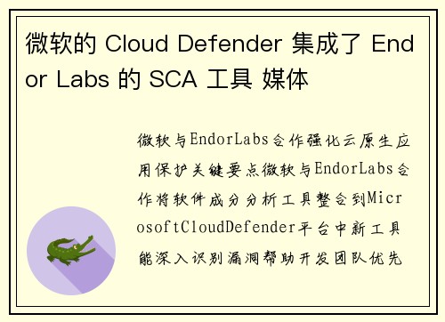 微软的 Cloud Defender 集成了 Endor Labs 的 SCA 工具 媒体